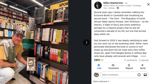 Miles Masterson pictured with his book, The Oom, on which I collaborated as developmental editor