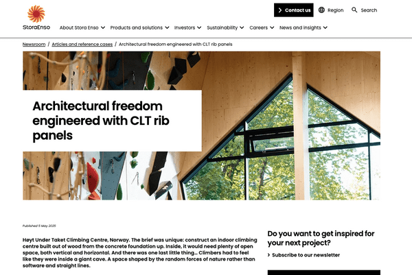 Screenshot of my interview/blog for Stora Enso